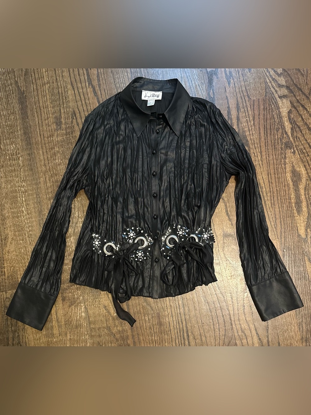 Joseph Ribkoff Vintage Pleated Top with Embellished Waist